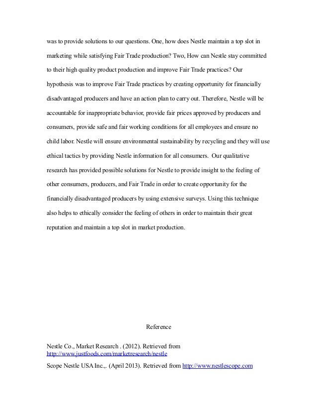 Term paper on nestle company findings of nestle company